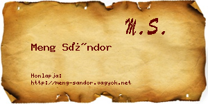 Meng Sándor névjegykártya